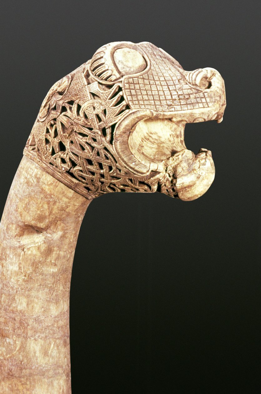 Figurant wikinga Longship, znaleziony w Oseberg, Norwegia (drewno) autorstwa Viking