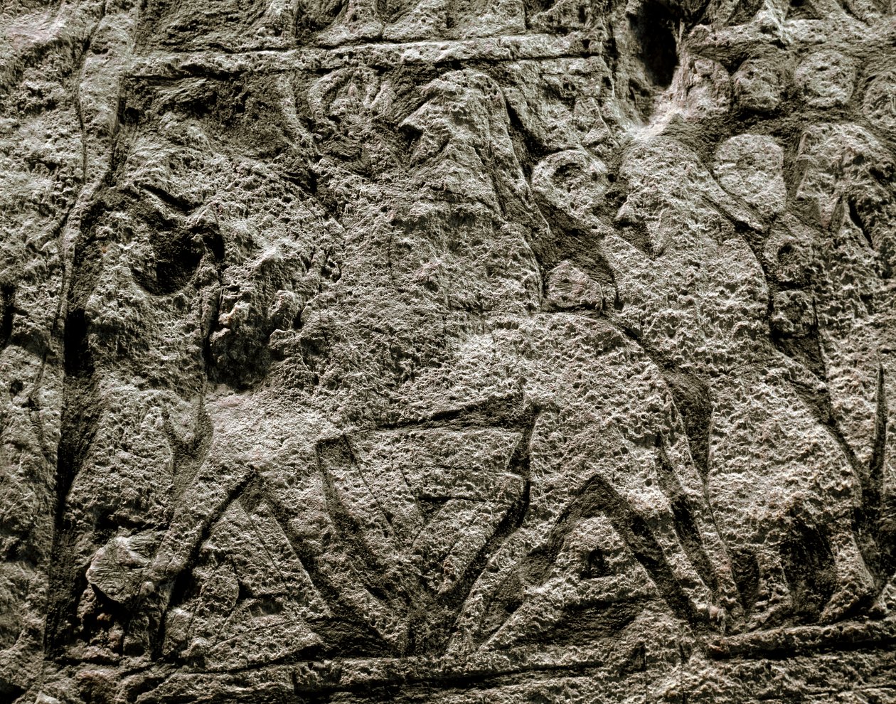 Zmarli na koniu Odyna, fragment kamienia nagrobnego wikingów, VII-VIII wne autorstwa Viking