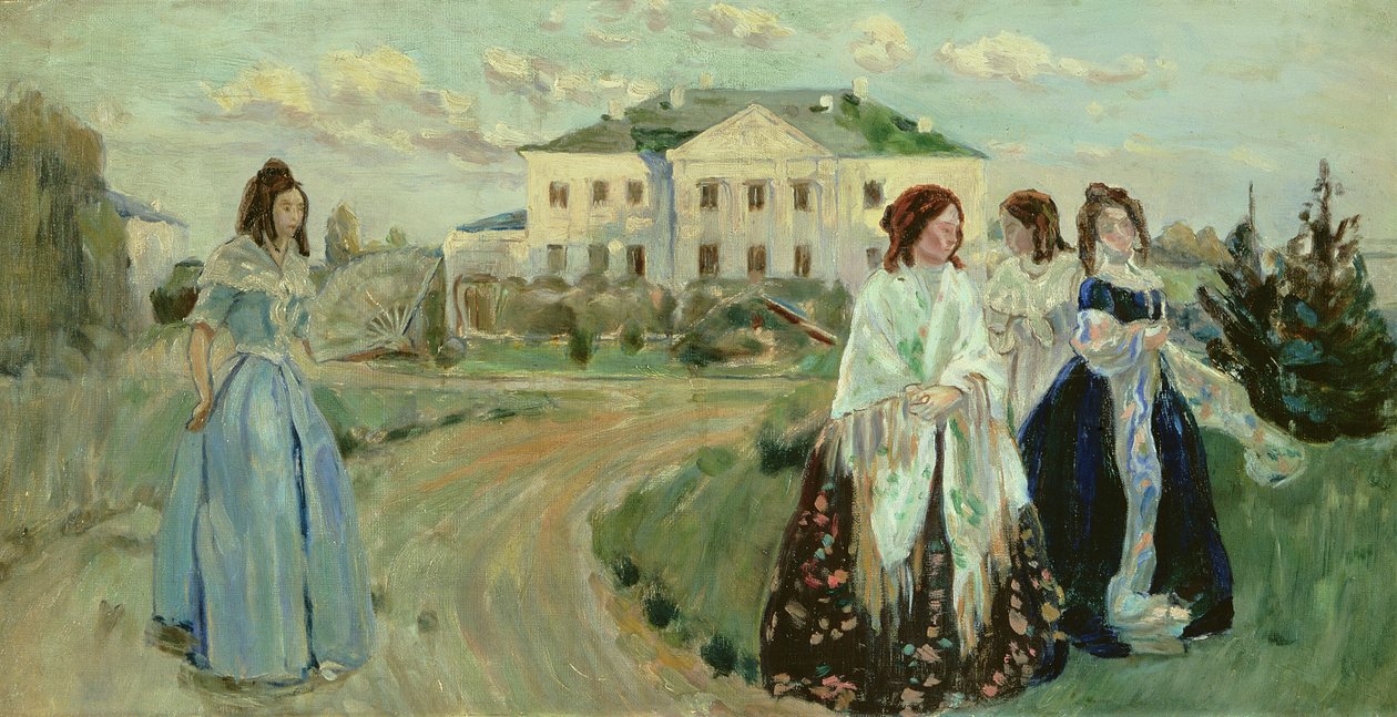 Spacer o zachodzie słońca, 1903 autorstwa Viktor Elpidiforovich Borisov Musatov