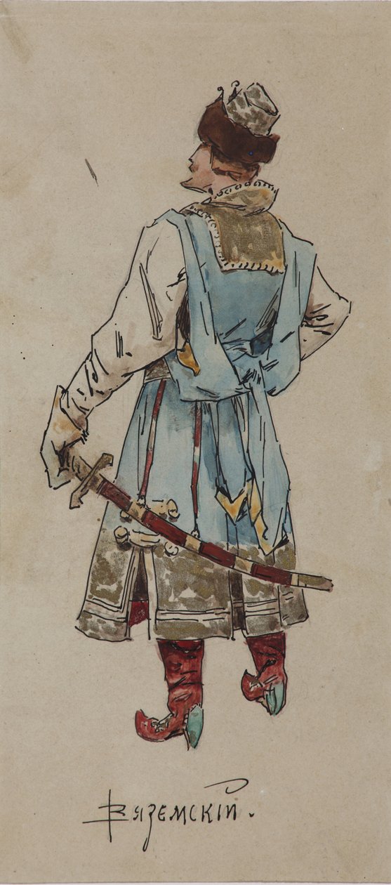 Projekt kostiumu do opery Kupiec Kałasznikow A. Rubinsteina, 1901 autorstwa Viktor Andreyevich Simov