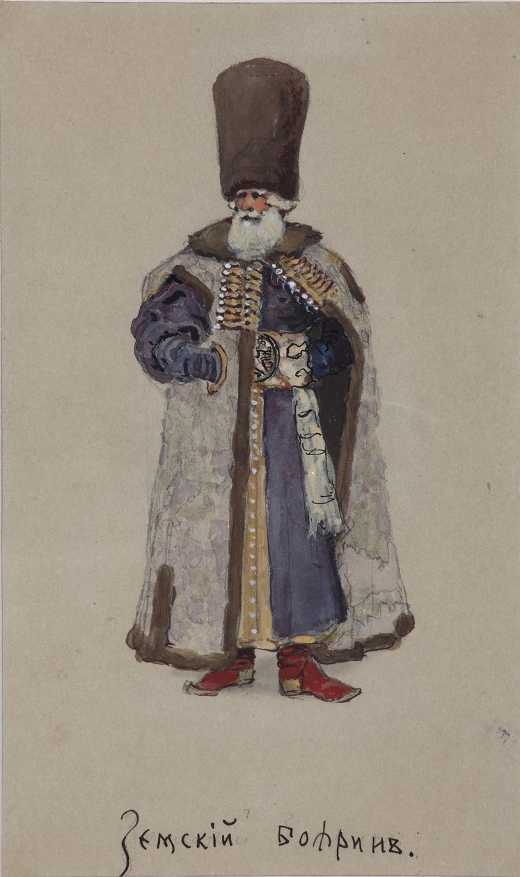 Projekt kostiumu do opery Kupiec Kałasznikow A. Rubinsteina, 1901 autorstwa Viktor Andreyevich Simov