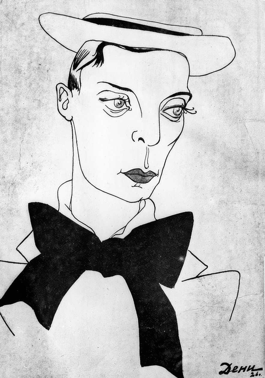 Karykatura na Buster Keaton autorstwa Viktor Deni