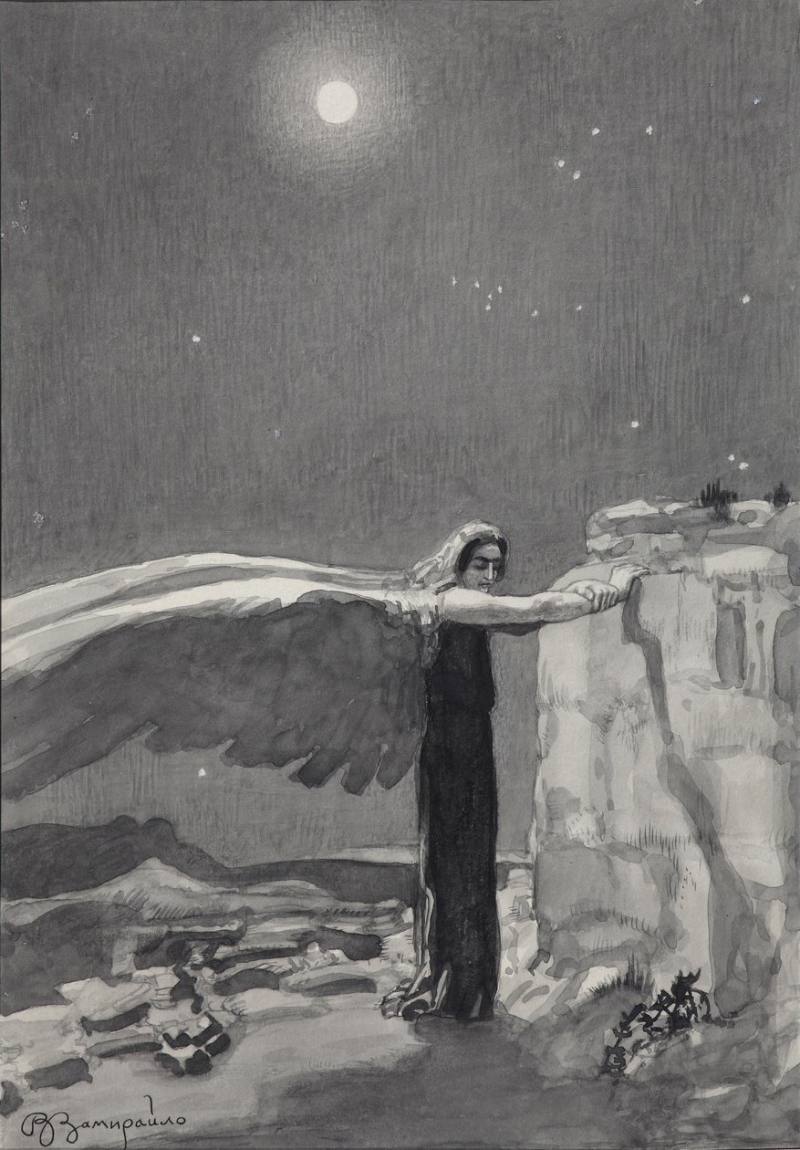 Ilustracja do wiersza „Demon” Michaiła Lermontowa, 1913-1914 autorstwa Viktor Dmitrievich Zamiraylo