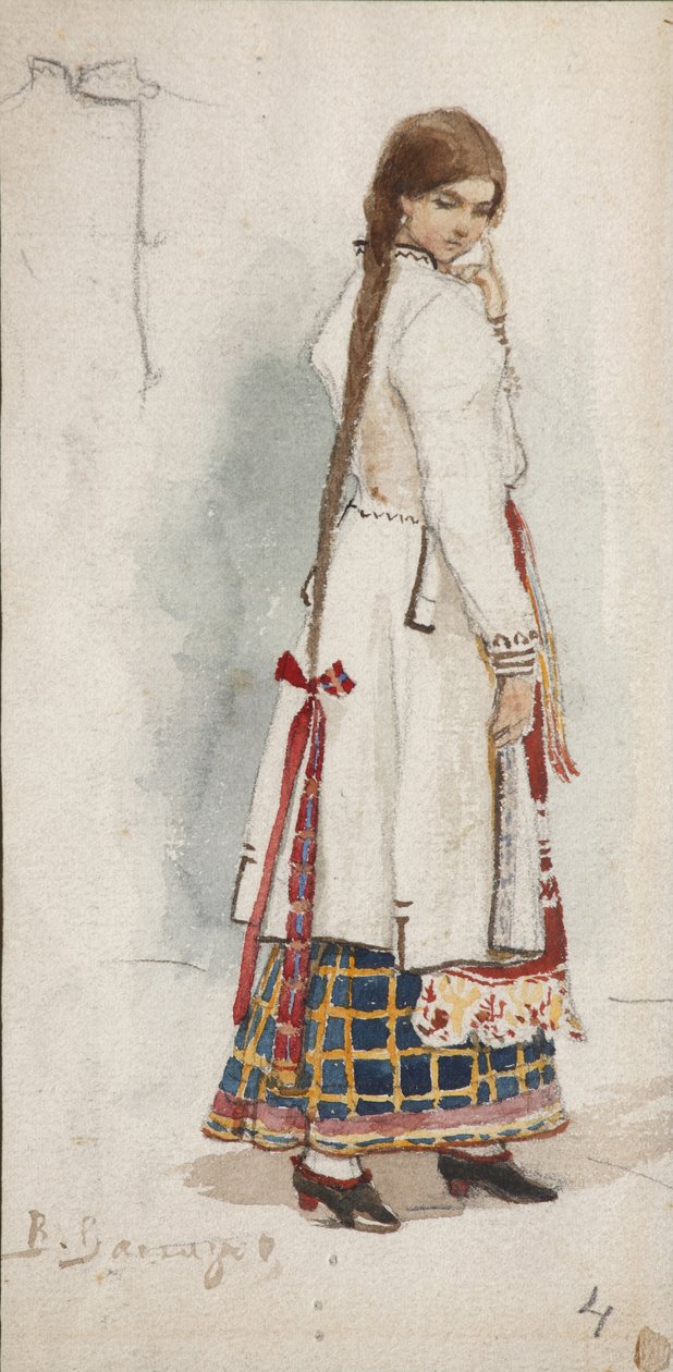 Projekt kostiumów do opery Rusałka A. Dargomyzhsky autorstwa Viktor Mikhaylovich Vasnetsov