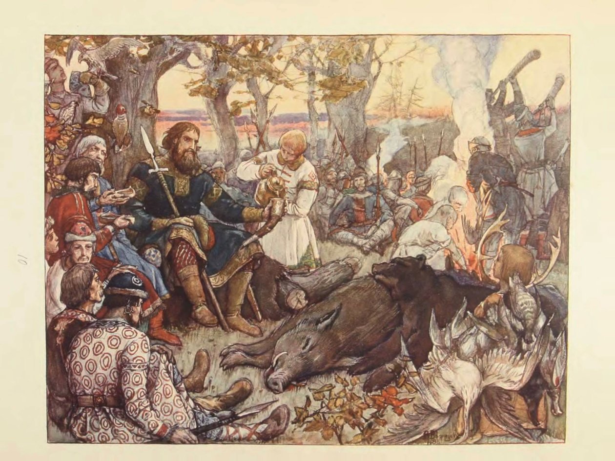 Reszta Wielkiego Księcia Włodzimierza II Monomacha na polowaniu. Polowanie cesarskie w Rosji autorstwa N. Kutepova, autorstwa Viktor Mikhaylovich Vasnetsov