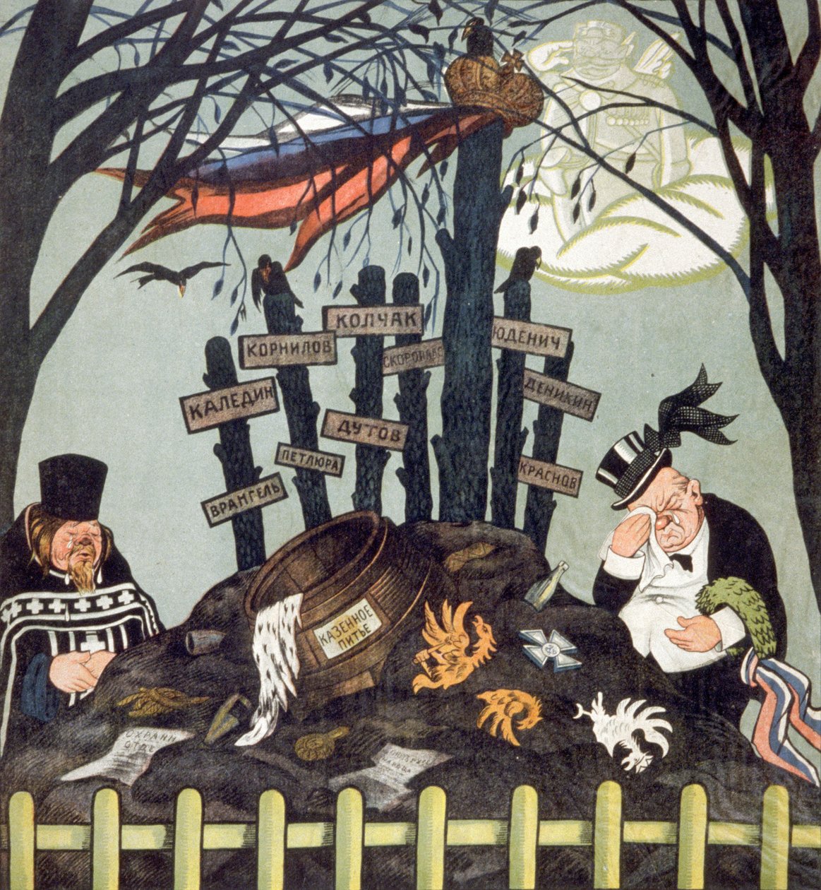 Grób kontrrewolucjonistów: Wrangla, Dutowa, Kołczaka, ok. 1920-1921 (plakat) autorstwa Viktor Nikolaevich Deni