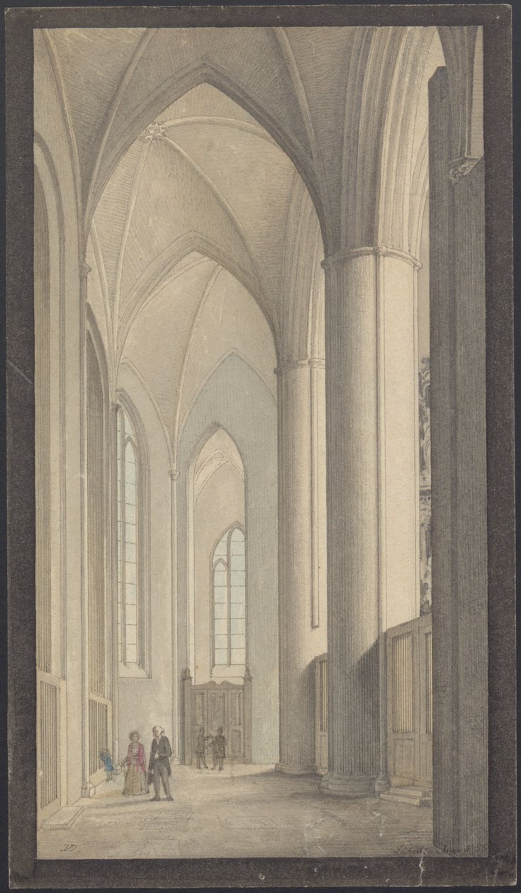 Wnętrze katedry w Lubece 1855 autorstwa Vilhelm Dahlerup