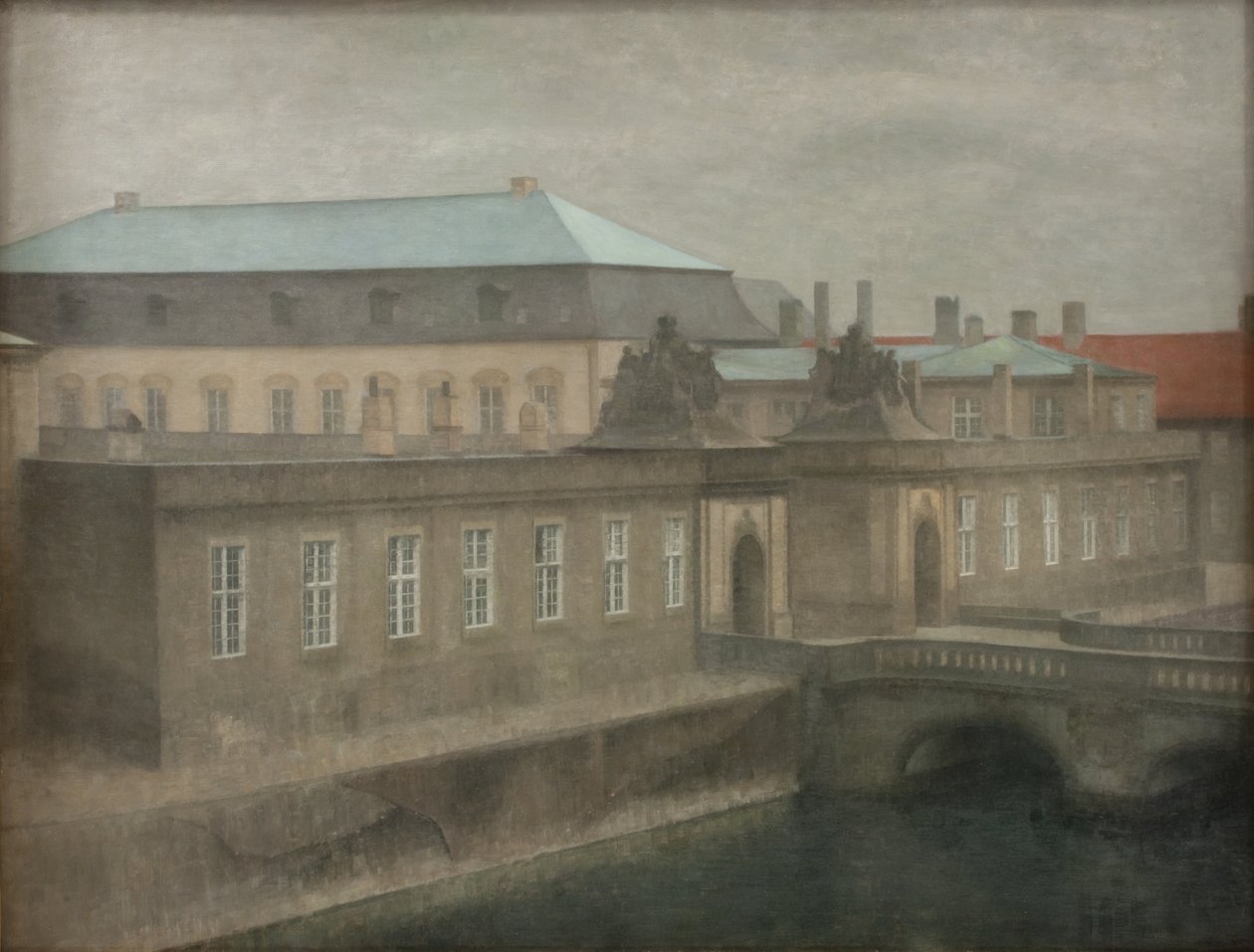 Widok na Pałac Christiansborg. Późna jesień autorstwa Vilhelm Hammershøi