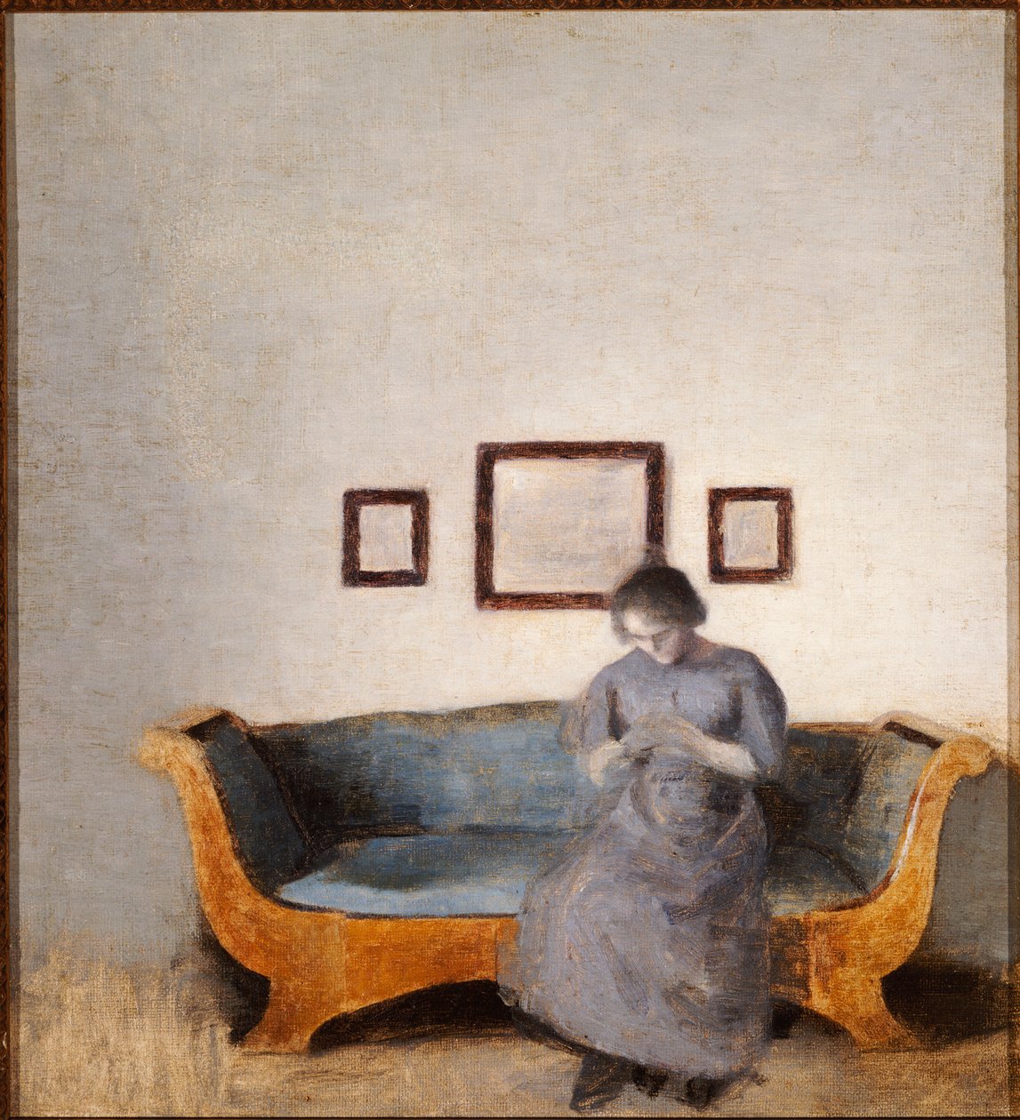 Ida Hammershoi siedząca na sofie autorstwa Vilhelm Hammershoi