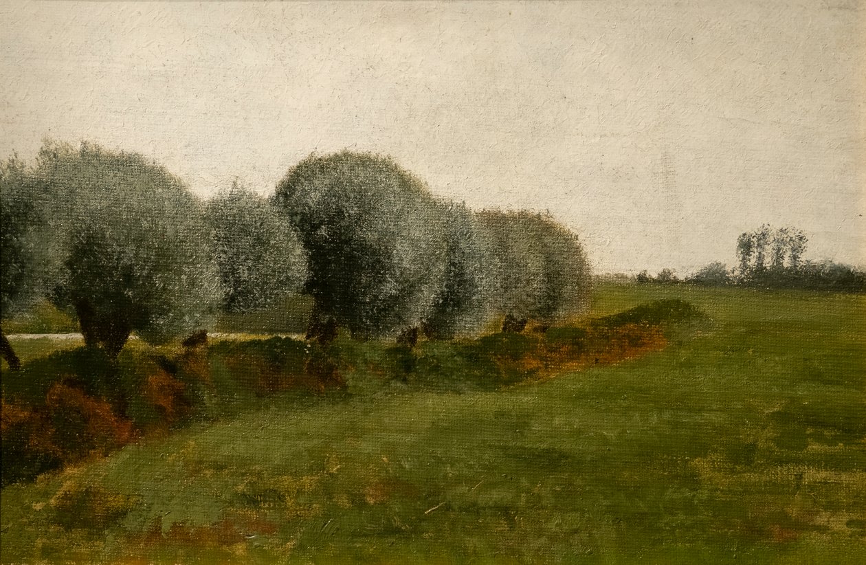 Krajobraz z rzędem drzew autorstwa Vilhelm Hammershoi