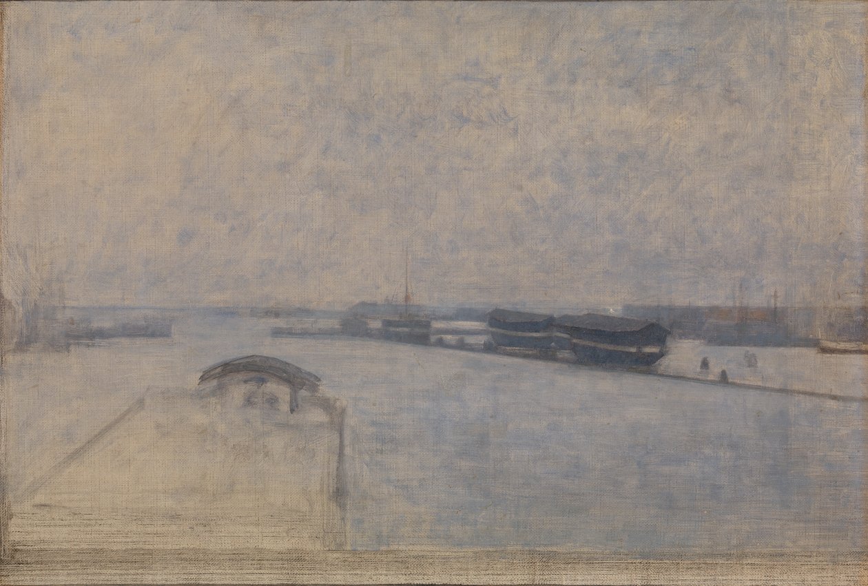Widok z Kvæsthusgade na kopenhaski port autorstwa Vilhelm Hammershoi