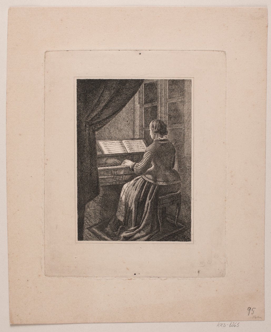Portret żony malarza grającej na pianinie autorstwa Vilhelm Kyhn