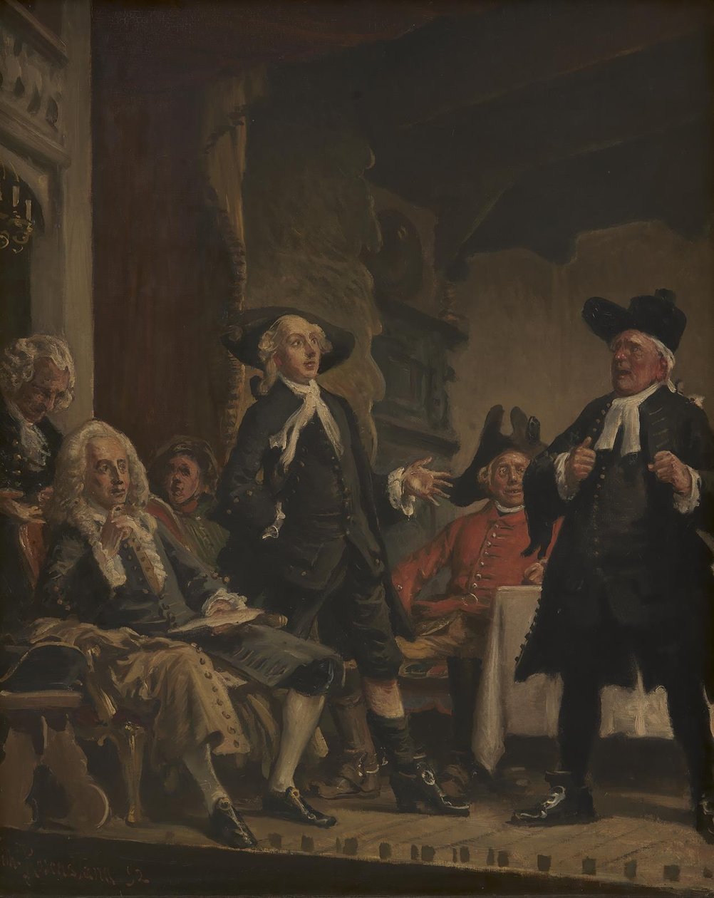 Holberg uczestniczy w próbie Erasmusa Montanus autorstwa Vilhelm Rosenstand