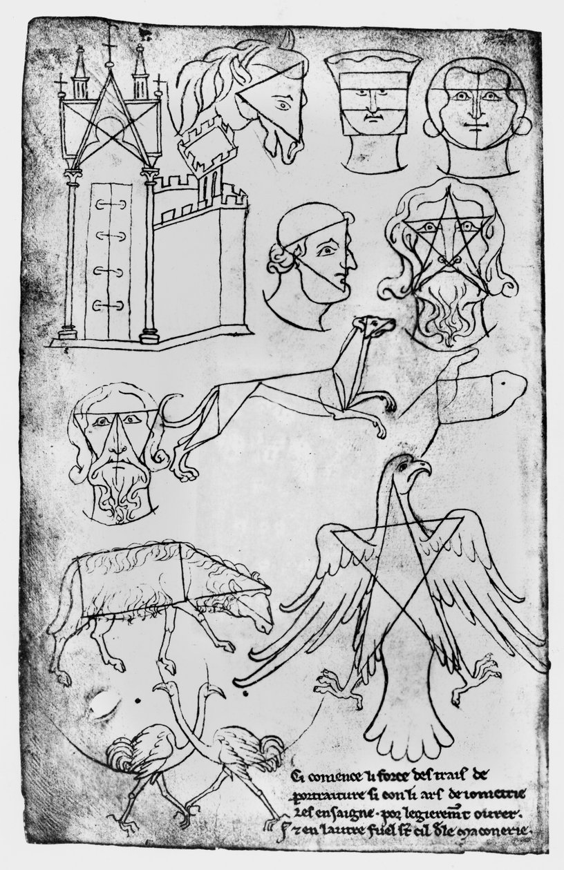 Pani Fr 19093 fol.18v Różne rysunki (kopia faksymile) autorstwa Villard de Honnecourt