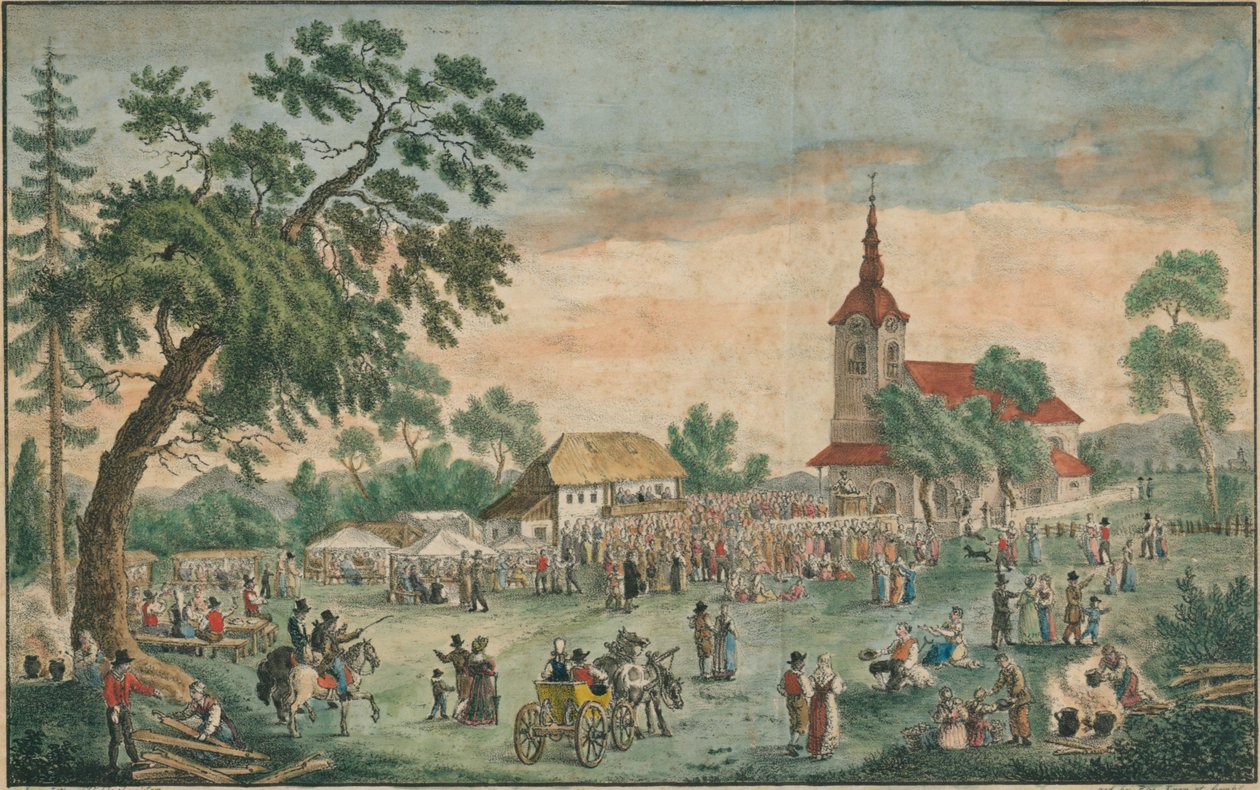 Jarmark parafialny w St. Rochus koło Laibach autorstwa Vincenc Dorfmeister and Rozalija Eger