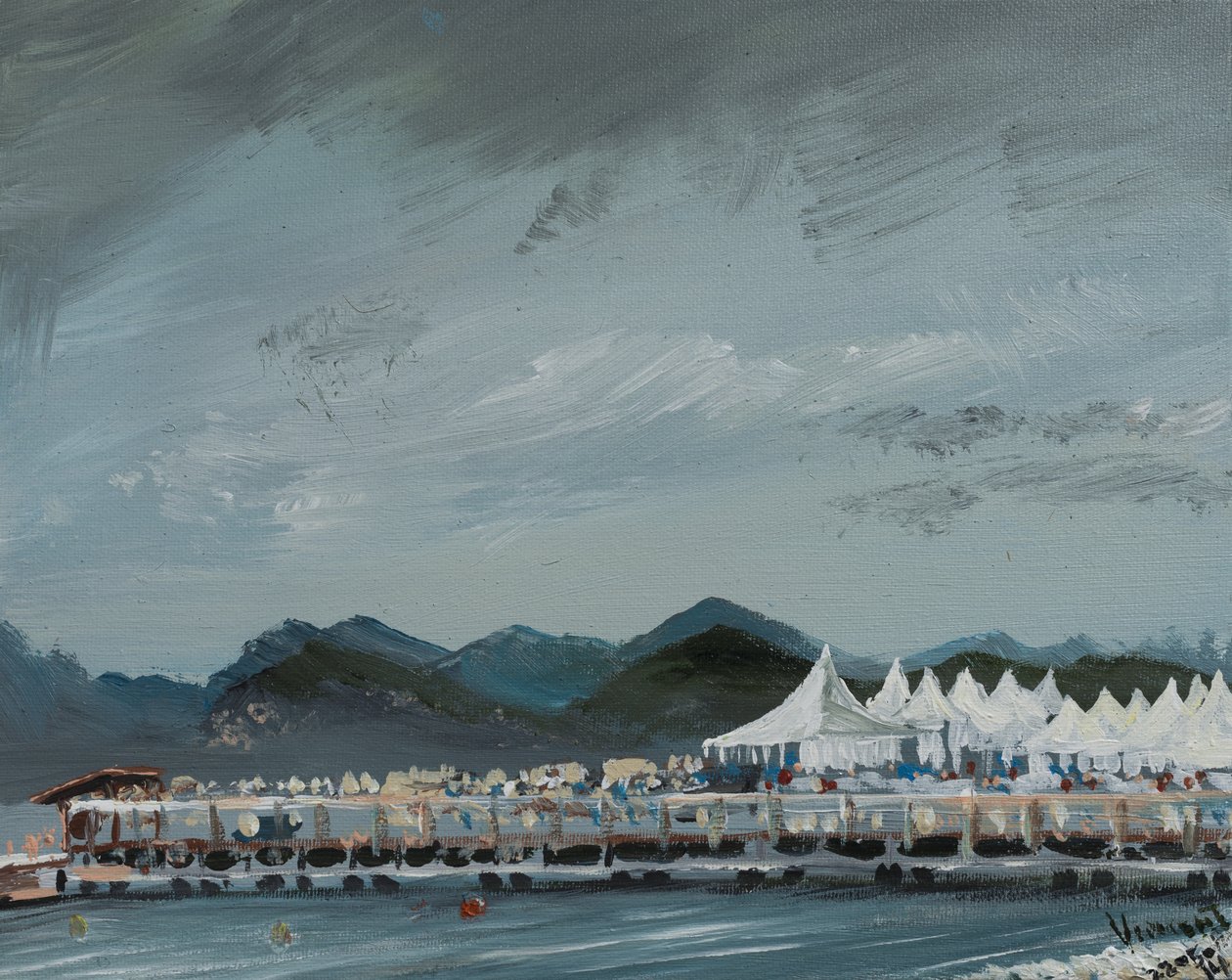 Namioty na Festiwal Filmowy w Cannes 2014, 2914, (akryl na płótnie) autorstwa Vincent Alexander Booth