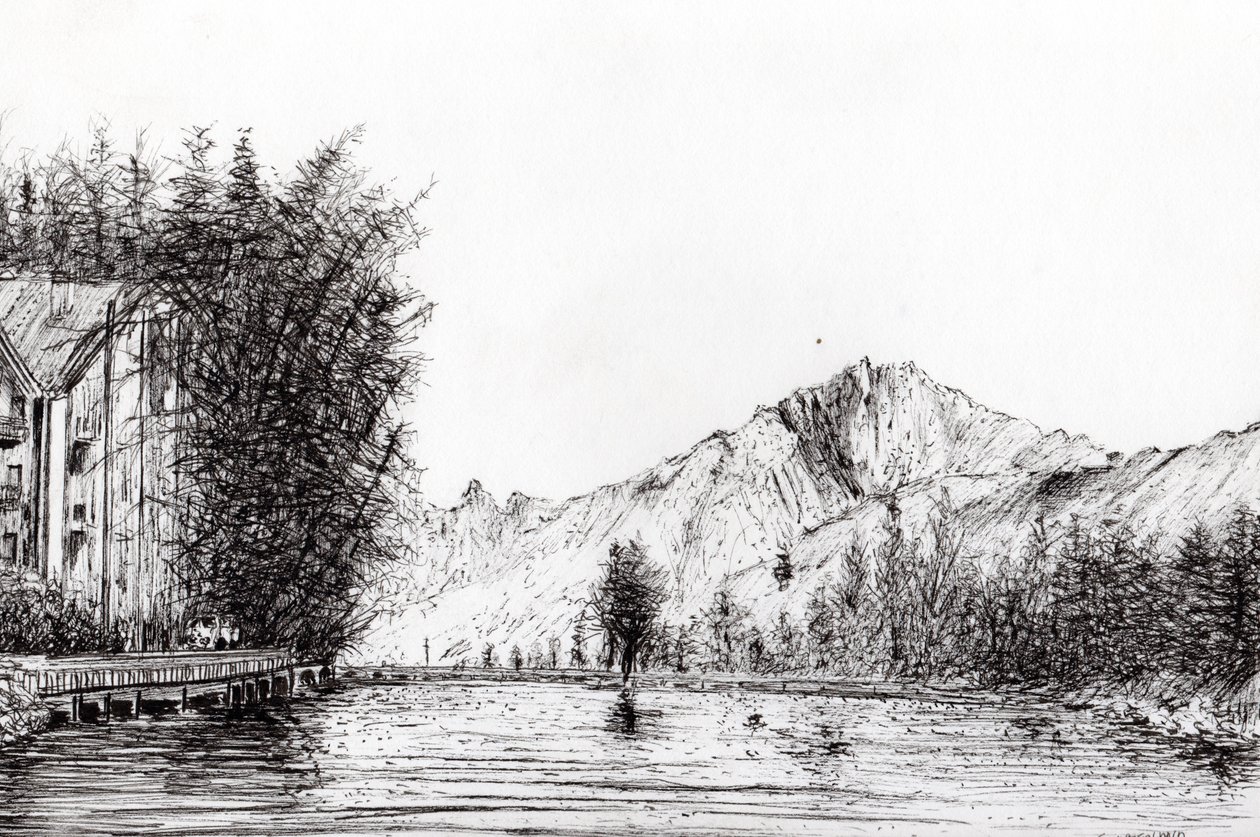 Crans Szwajcaria, 2009, (tusz na papierze) autorstwa Vincent Alexander Booth