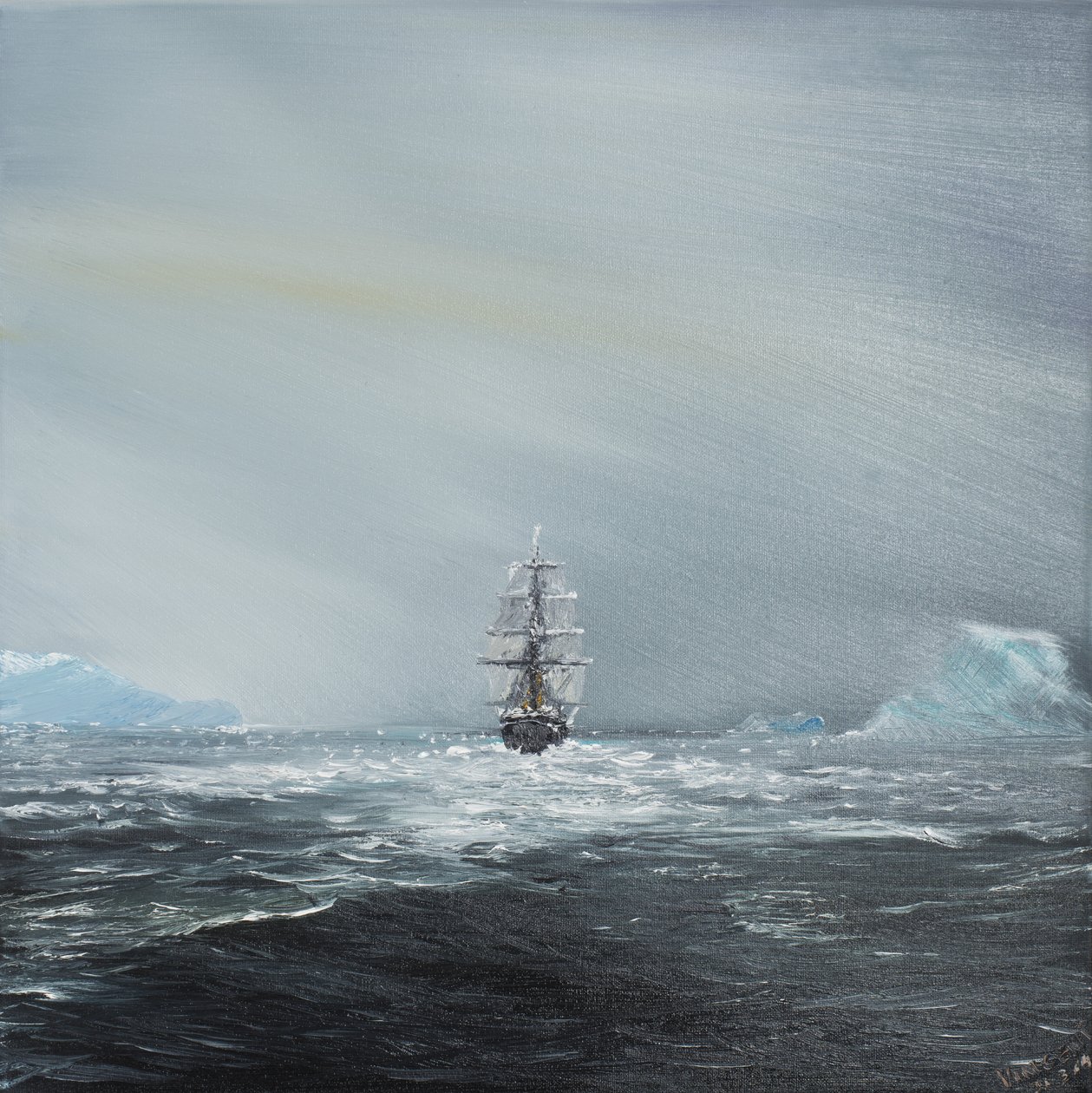 Discovery w drodze na Antarktydę, 2014, (olej na płótnie) autorstwa Vincent Alexander Booth