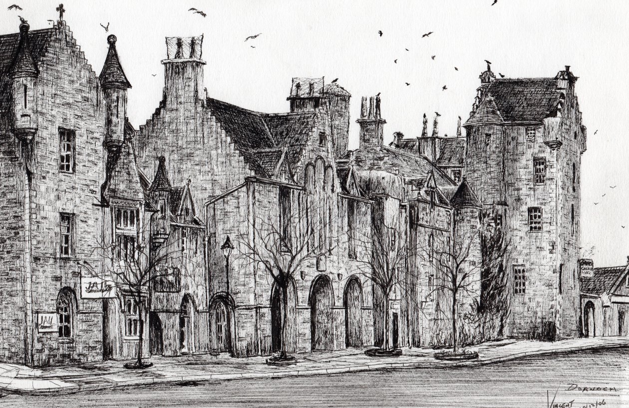 Dornoch Szkocja, 2006, (tusz na papierze) autorstwa Vincent Alexander Booth