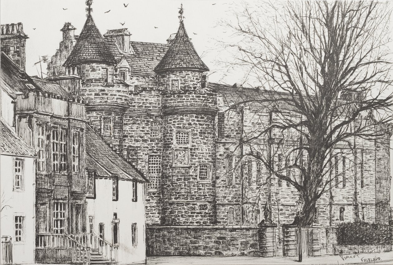 Pałac Falklandów, Szkocja, 200,7 (tusz na papierze) autorstwa Vincent Alexander Booth