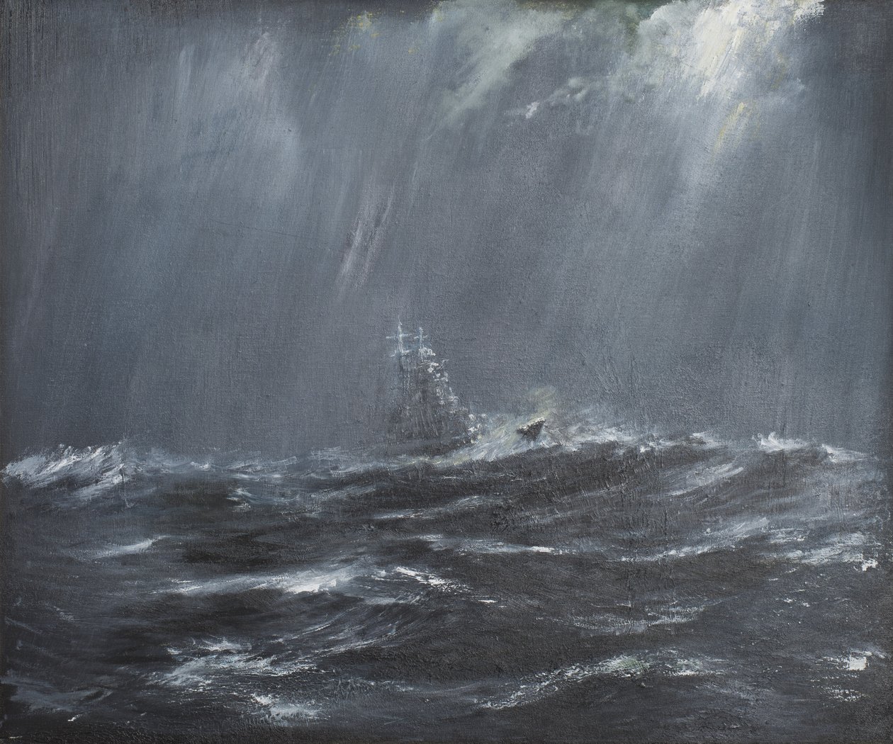 Gneisenau podczas burzy Morze Północne 1940, 2006, (olej na płótnie) autorstwa Vincent Alexander Booth
