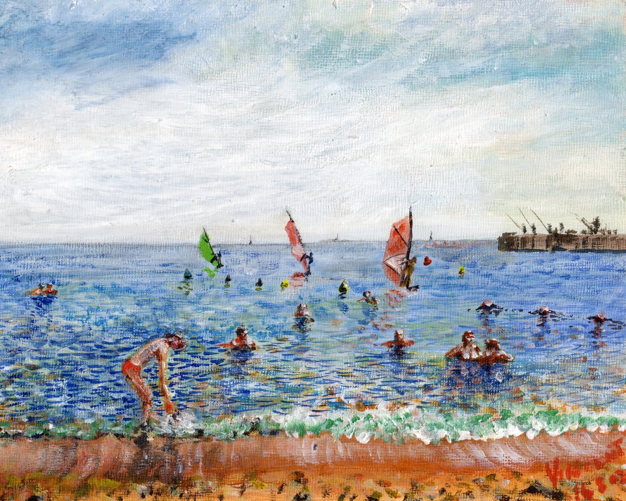 Poblenou Beach Barcelona, 2002, (akryl na płótnie) autorstwa Vincent Alexander Booth