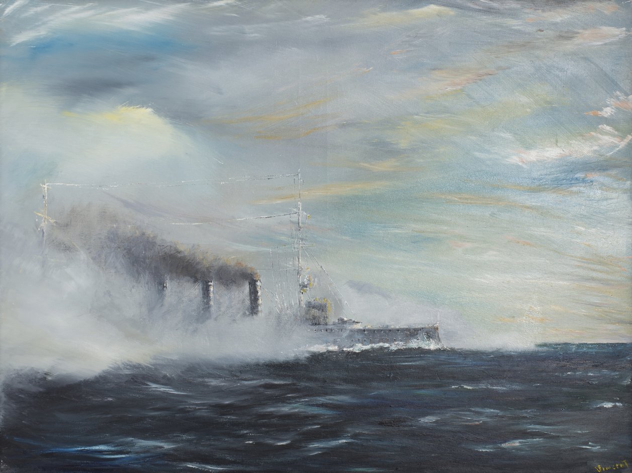 SMS Emden „Łabędź Wschodu” 1914, 2011, (olej na płótnie) autorstwa Vincent Alexander Booth