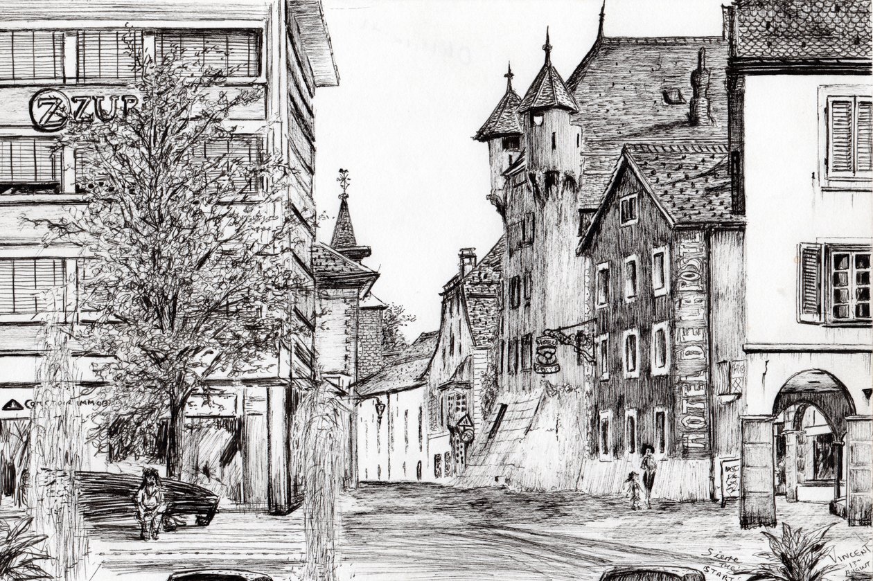 Sierre Szwajcaria, 2012, (tusz na papierze) autorstwa Vincent Alexander Booth