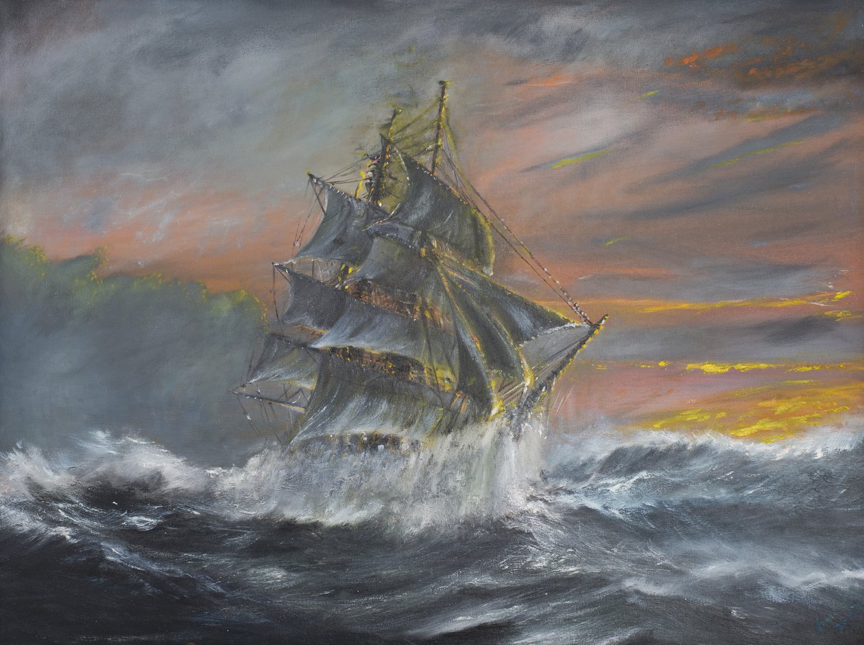 Terra Nova w ostrej Gale at Dawn 2 grudnia 1910, 2007, (olej na płótnie) autorstwa Vincent Alexander Booth