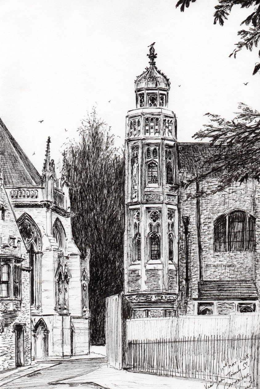 Trinity Street Cambridge, 2008, (tusz na papierze) autorstwa Vincent Alexander Booth