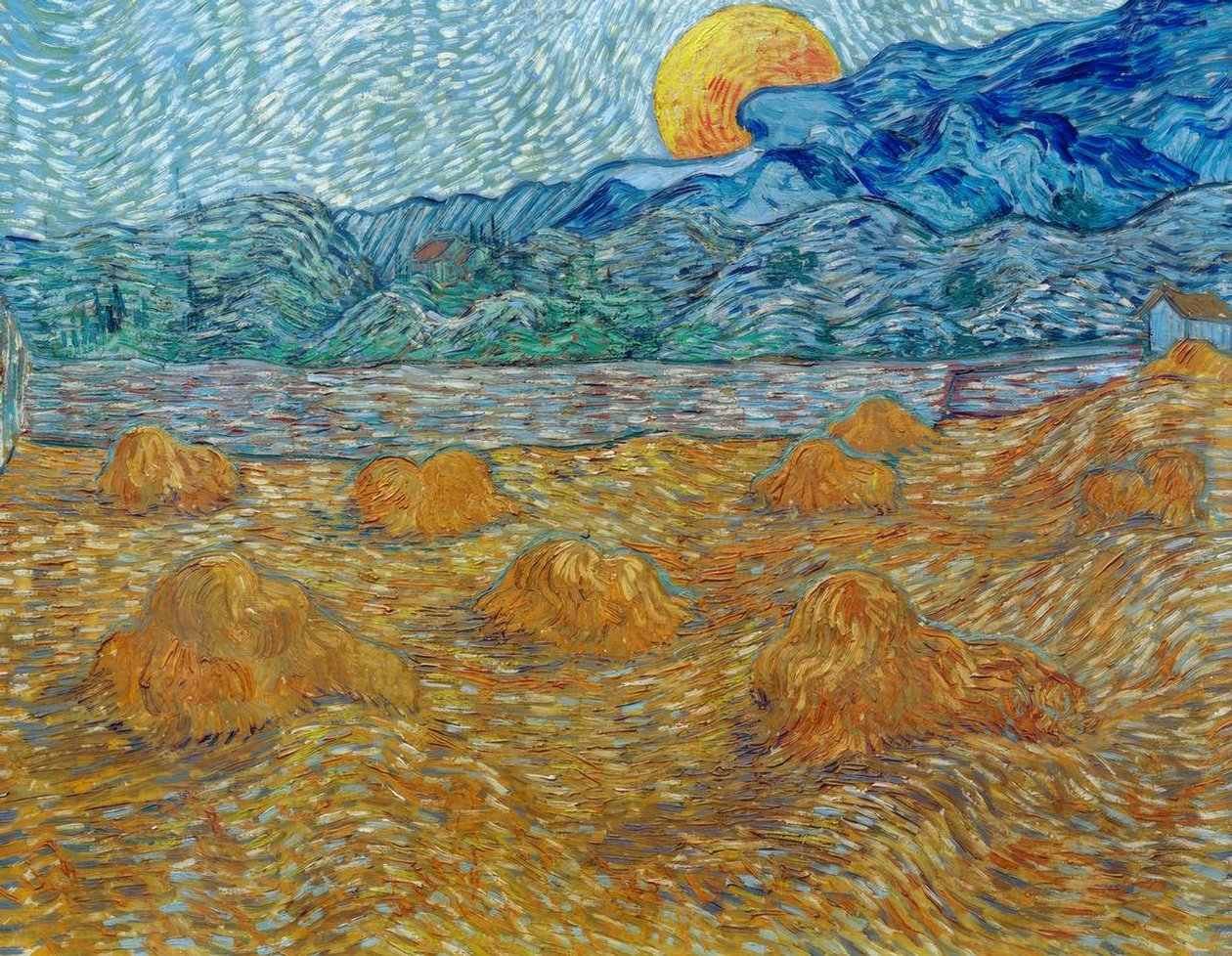Wieczorny krajobraz o wschodzie księżyca autorstwa Vincent van Gogh