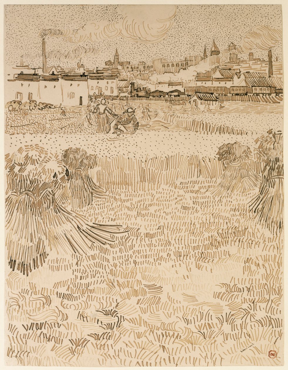 Arles. Widok z pól pszenicy autorstwa Vincent van Gogh