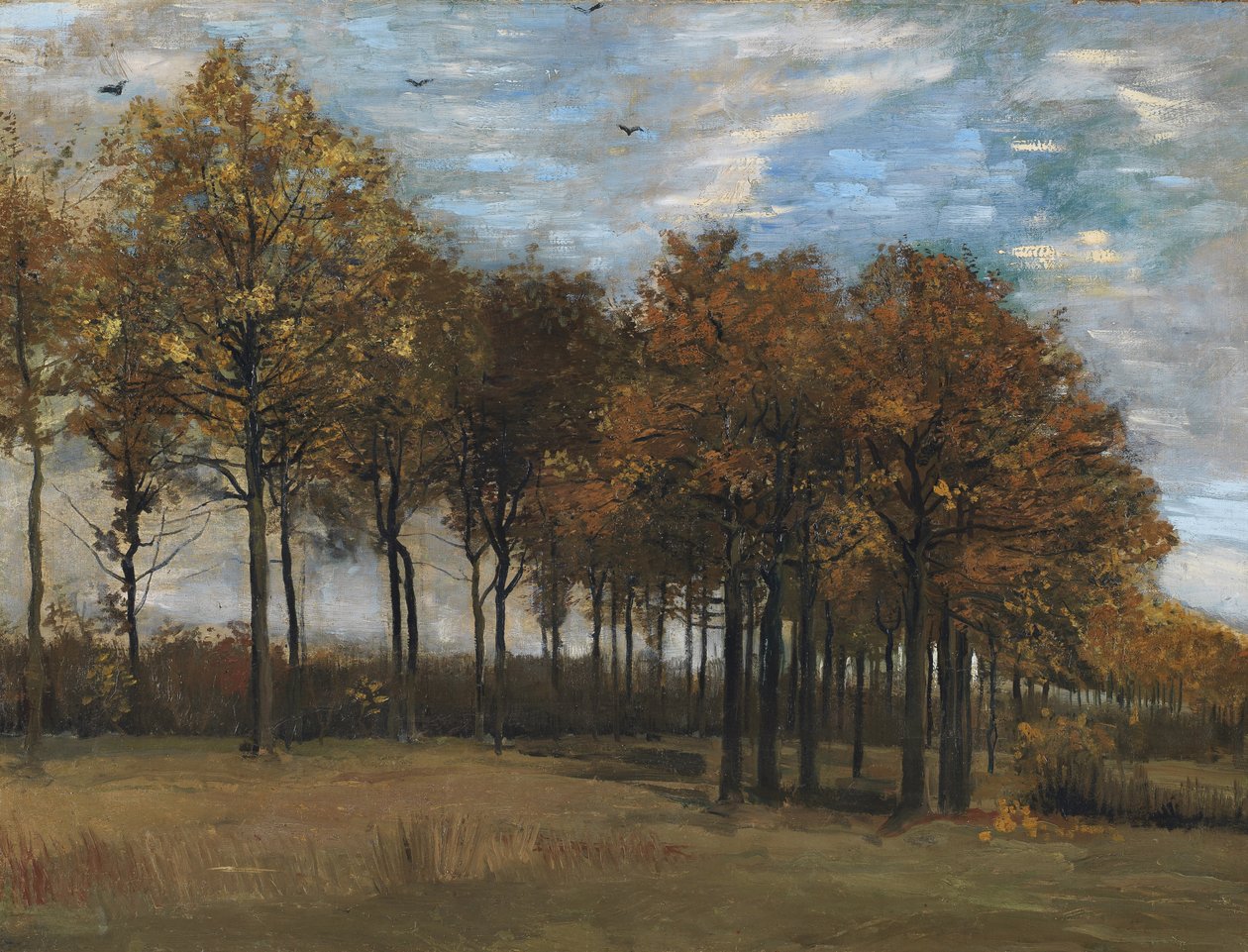 Pejzaż jesienny, ok. 1885 (olej na płótnie ułożony na desce) autorstwa Vincent van Gogh