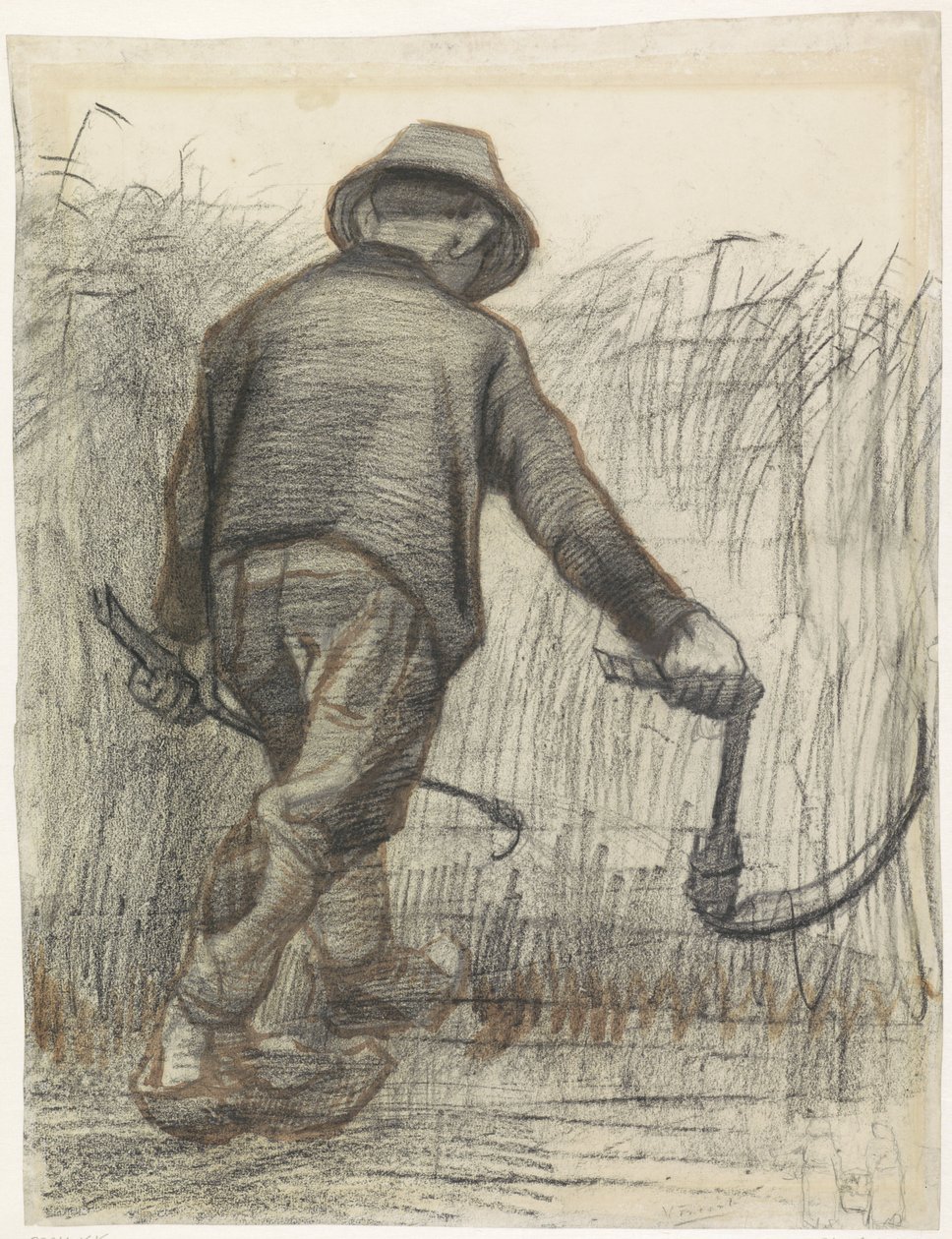 Krajalnica z kapeluszem, widziana z tyłu, ok. 1865-90 (kreda na papierze) autorstwa Vincent van Gogh