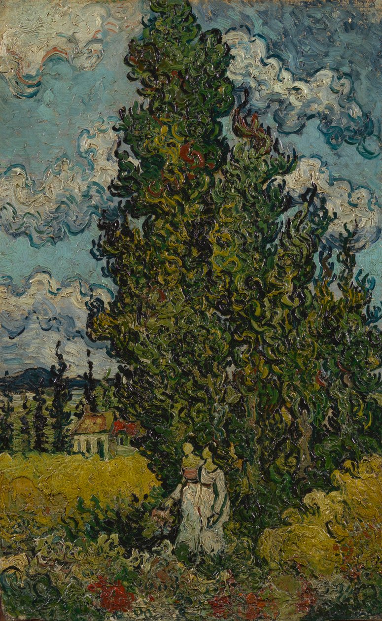 Cyprysy i dwie kobiety autorstwa Vincent van Gogh