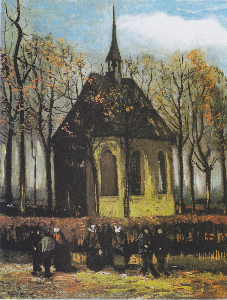 Kościół Nuenen z wiernymi autorstwa Vincent van Gogh