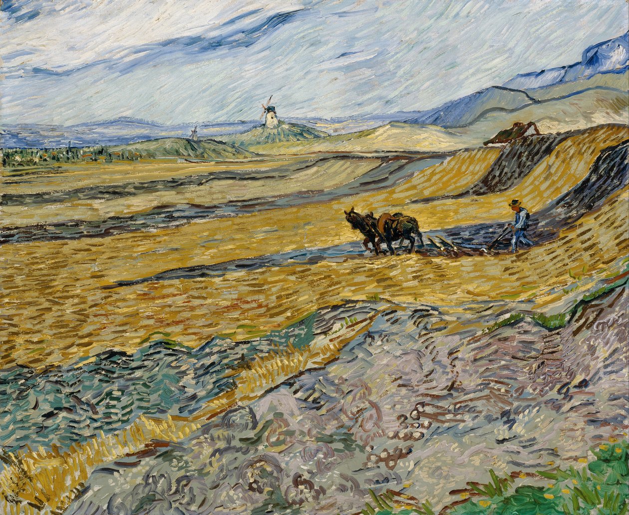 Zamknięte pole z oraczem autorstwa Vincent van Gogh