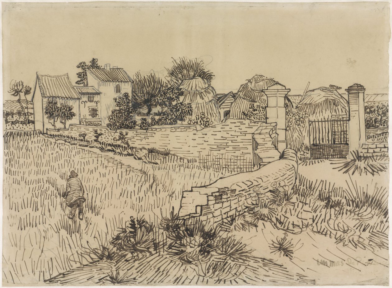 Farma w Prowansji, ok.1888 (długopis na papierze) autorstwa Vincent van Gogh