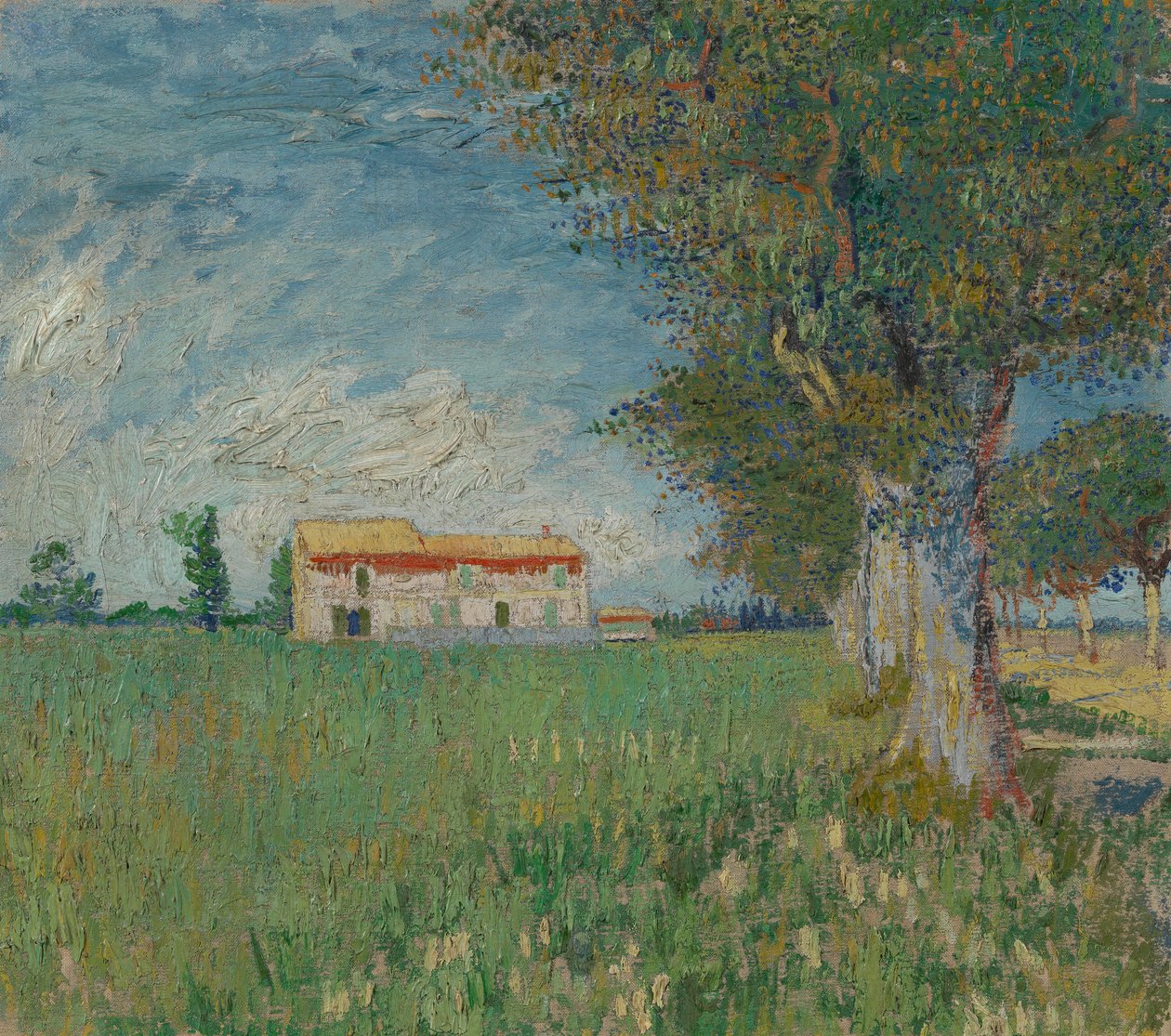 Dom wiejski na polu pszenicy autorstwa Vincent van Gogh