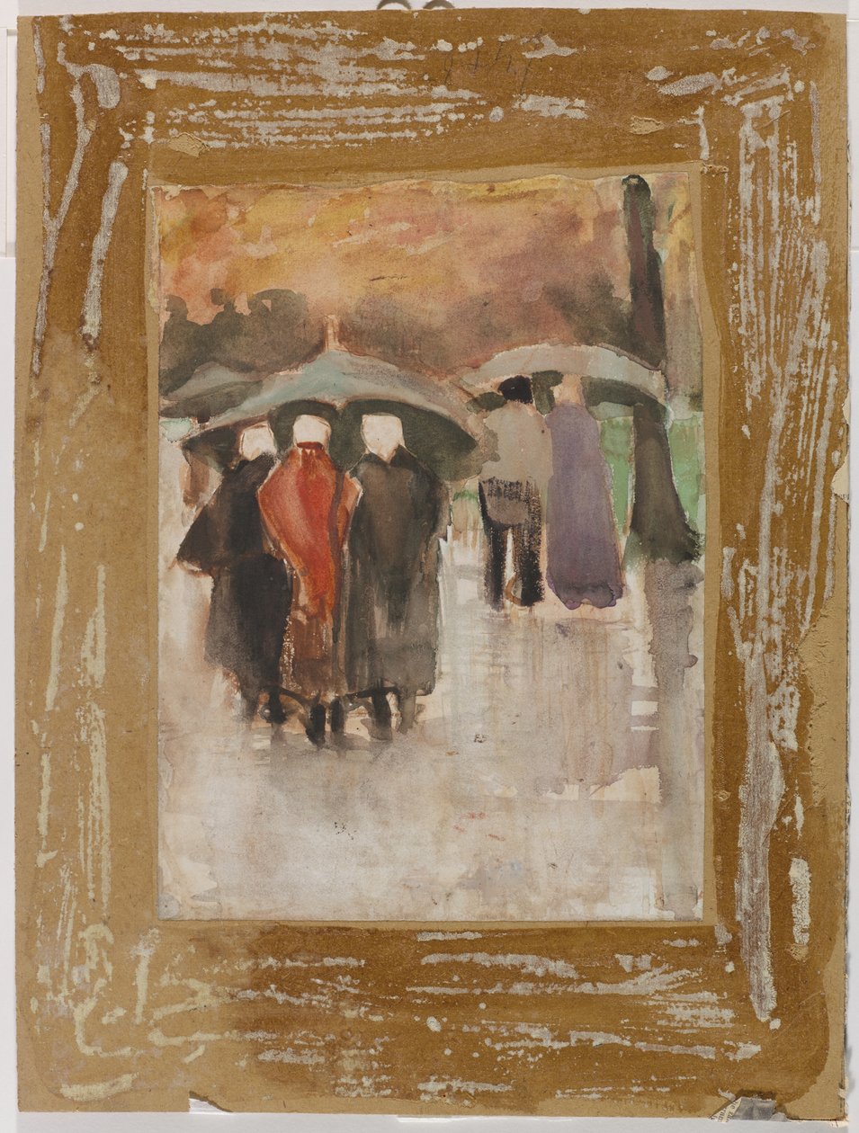 In the Rain, 1882 (toaleta podwyższona bielą na welinie) autorstwa Vincent van Gogh