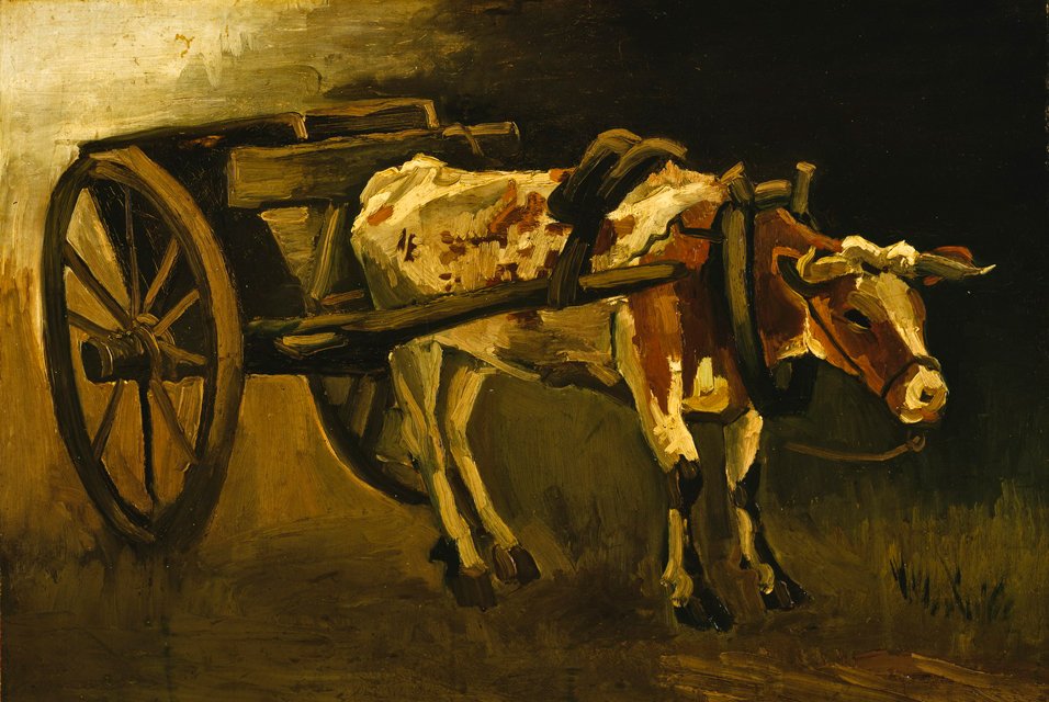 Wózek z czerwono-brązowym wołem autorstwa Vincent van Gogh