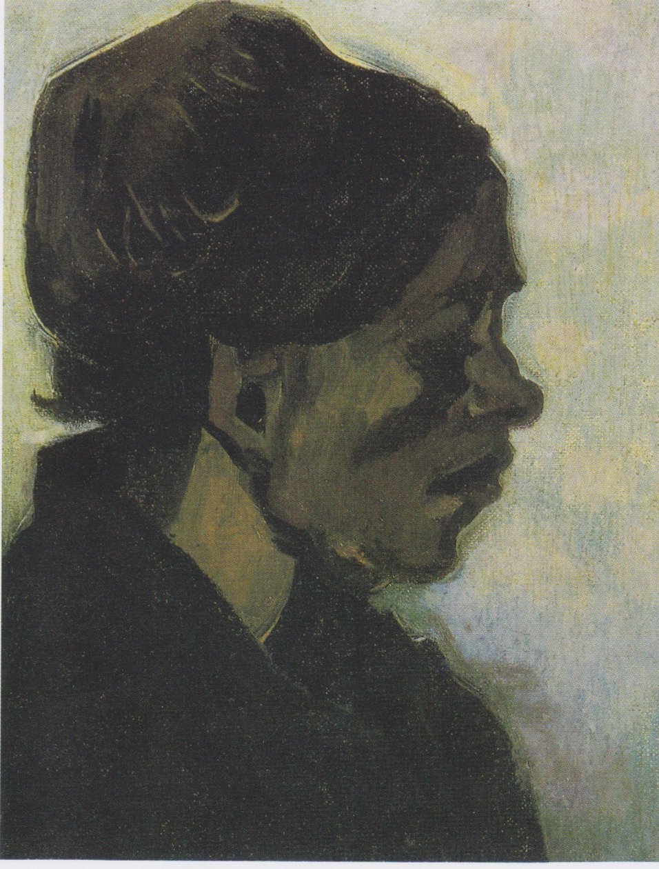 Głowa wieśniaczki barbantynki z ciemnym kapturem autorstwa Vincent van Gogh