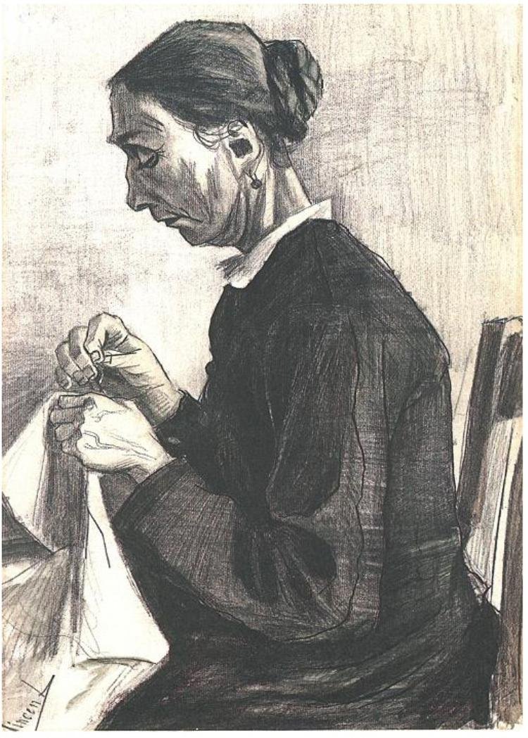 Stara kobieta do szycia autorstwa Vincent van Gogh