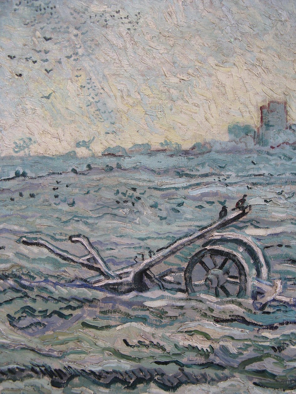 Ośnieżone pole z broną autorstwa Vincent van Gogh