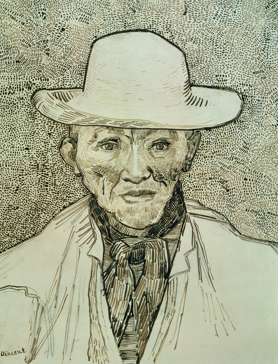 Chłop z Camargue, 1888 (brązowy tusz nad grafitem na papierze) autorstwa Vincent van Gogh