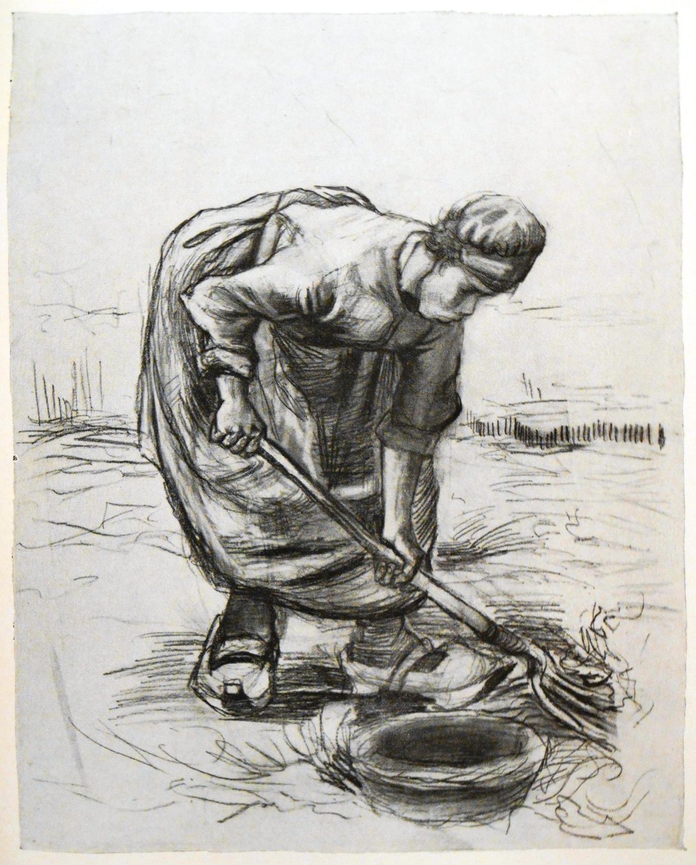 Chłopka, kopiąca ziemniaki, z koszem autorstwa Vincent van Gogh