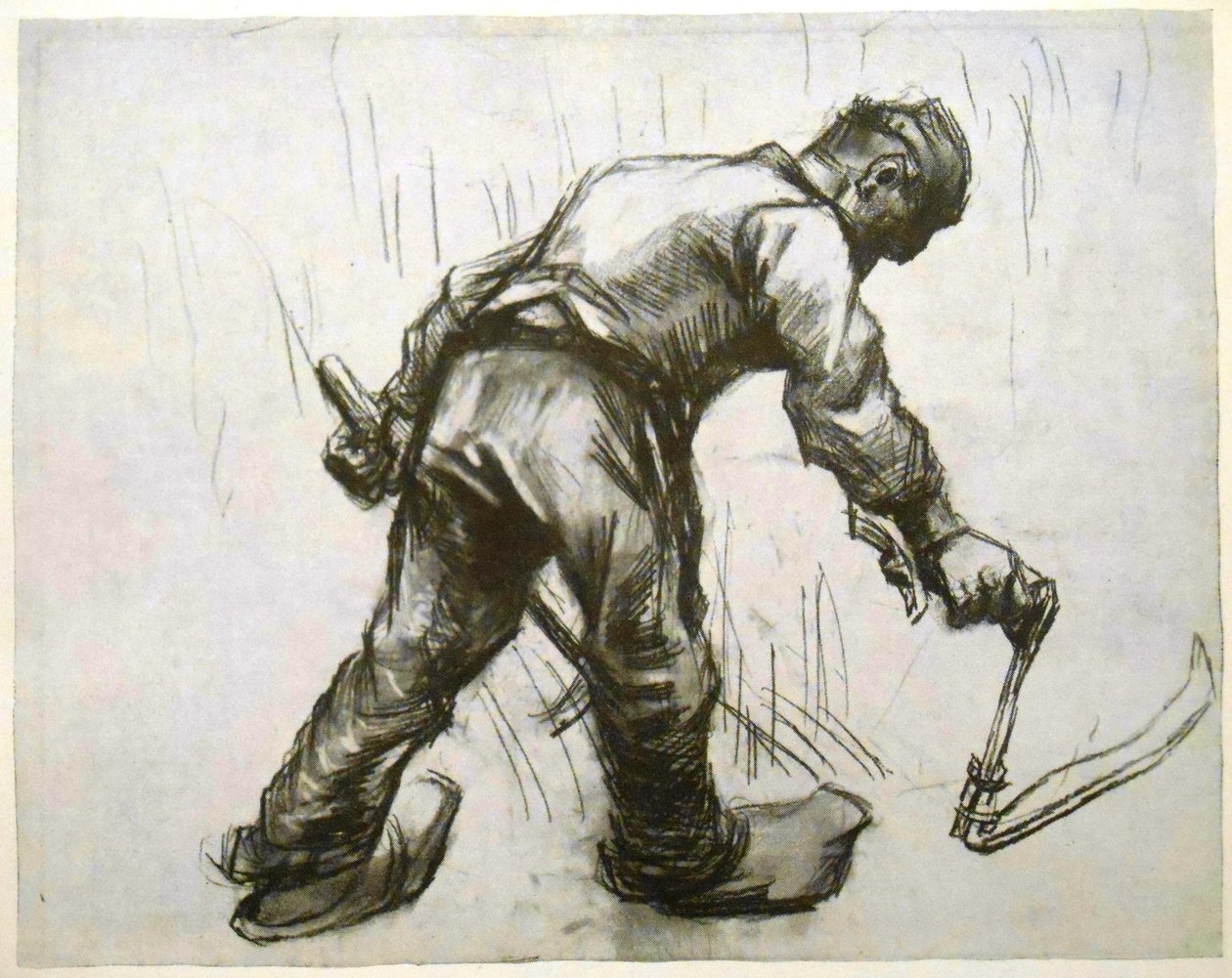 Żniwiarz z czapką, sierpem i hakiem autorstwa Vincent van Gogh
