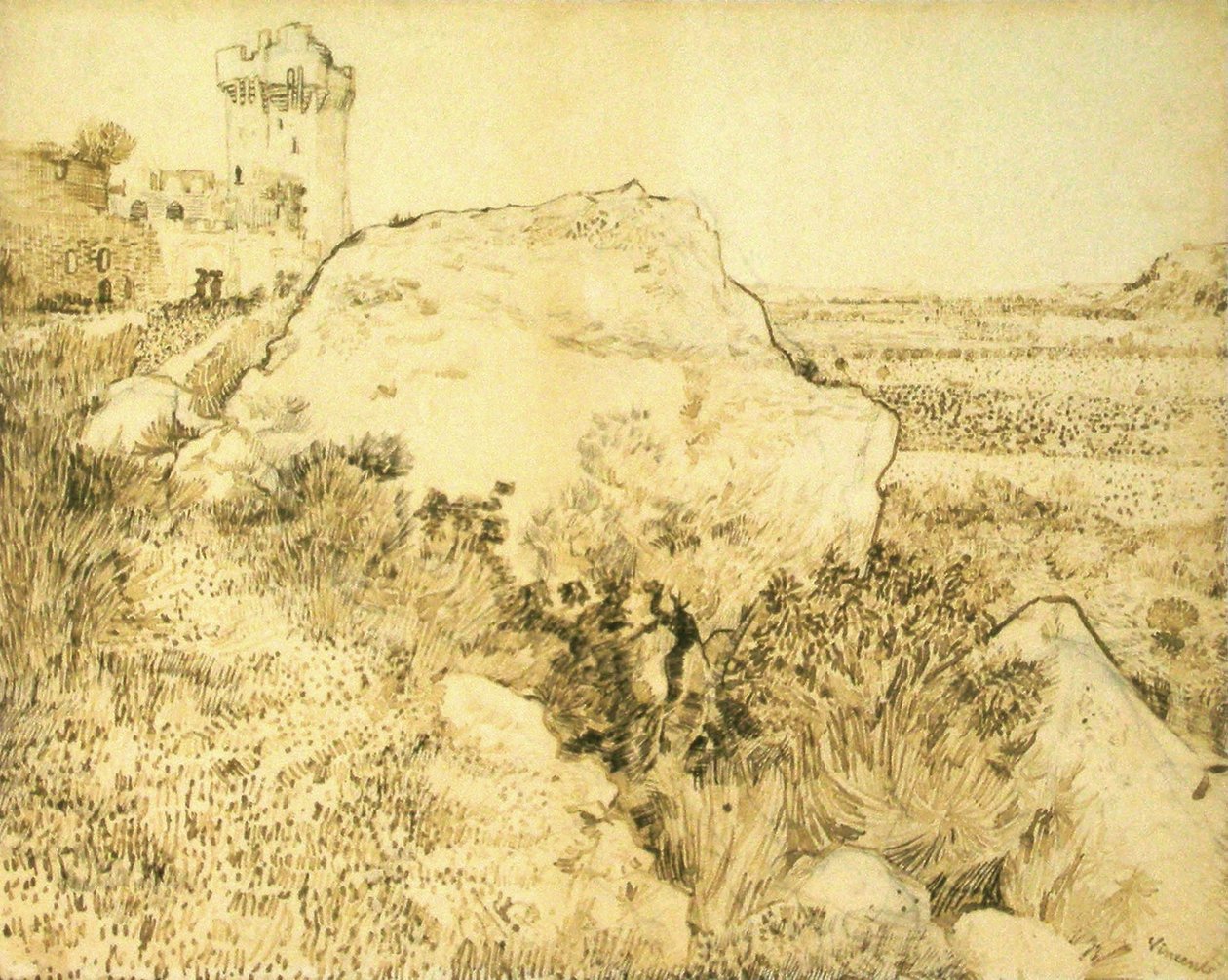 Skała i ruiny autorstwa Vincent van Gogh