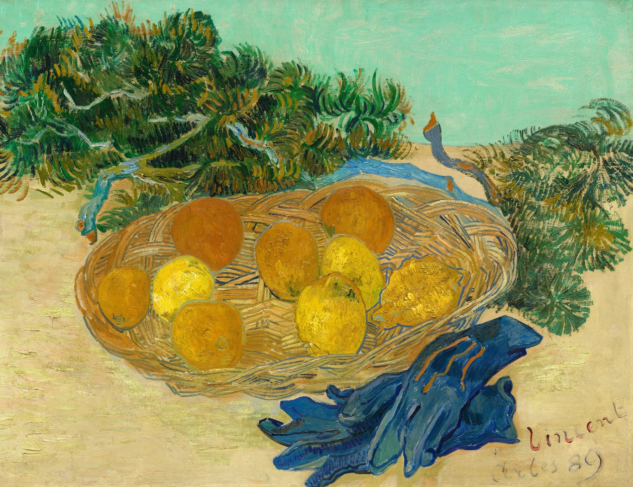 Martwa natura z pomarańczy i cytryn z niebieskimi rękawiczkami autorstwa Vincent van Gogh