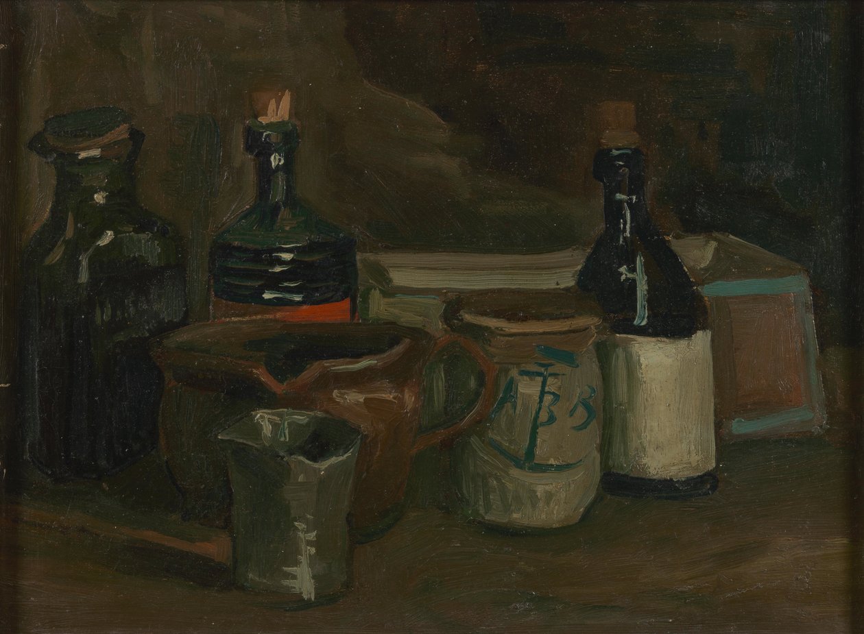 Martwa natura z butelkami i ceramiką autorstwa Vincent van Gogh